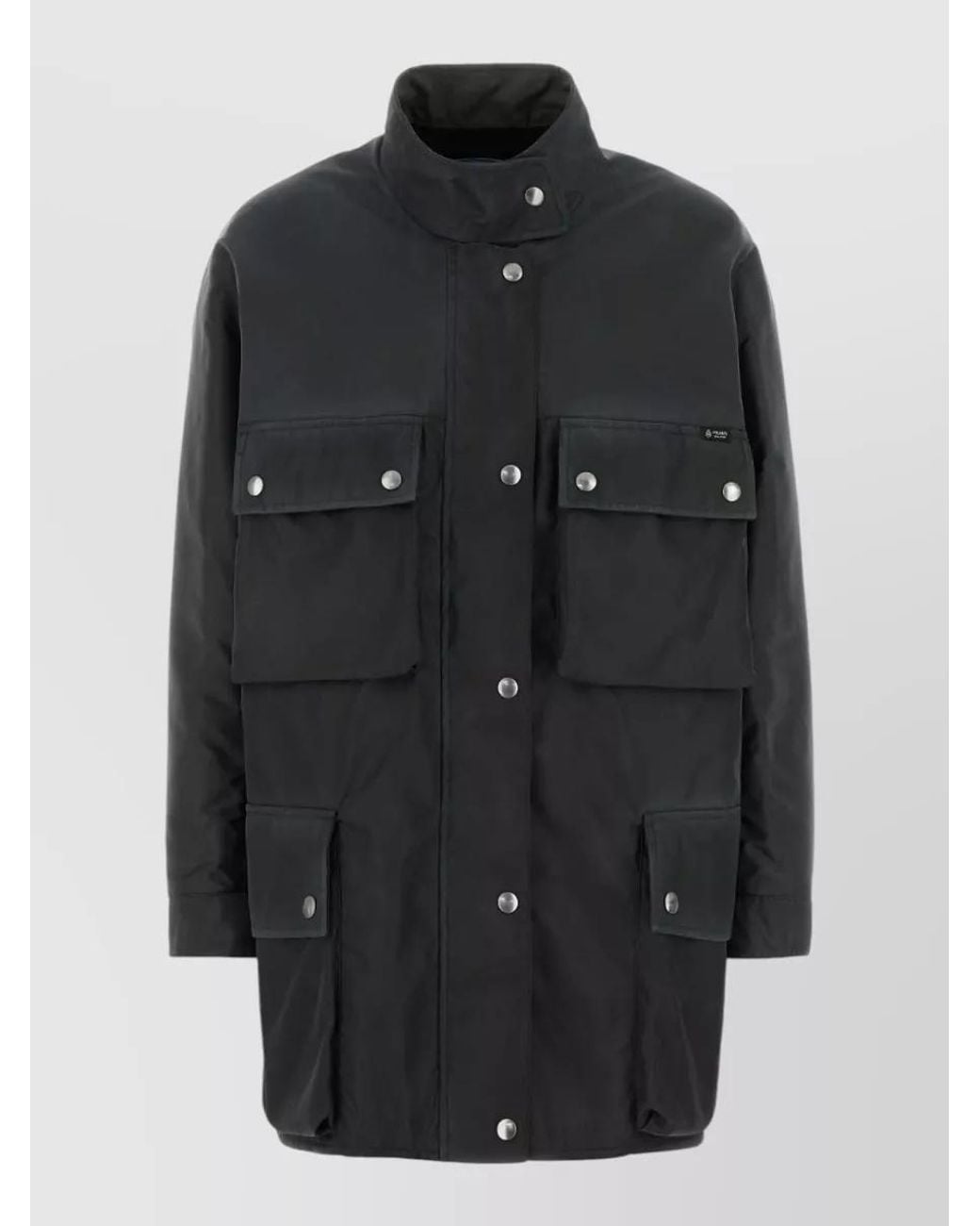Prada Black Recycled Nylon Quilted Parka Coat