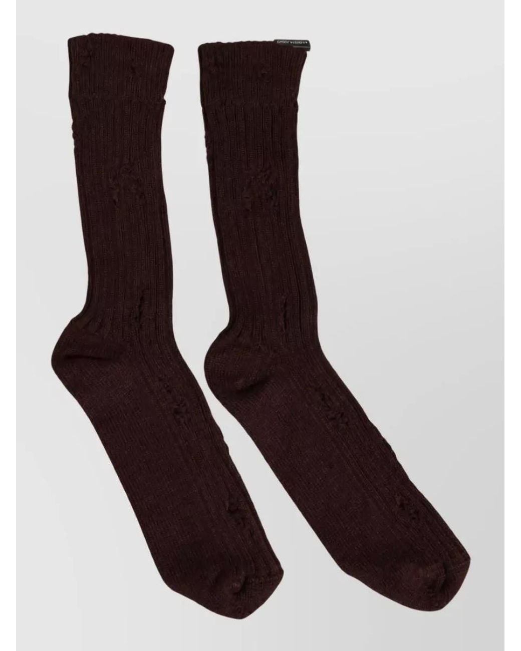 Dolce & Gabbana Brown Cotton Distressed Mid Calf Socks for men