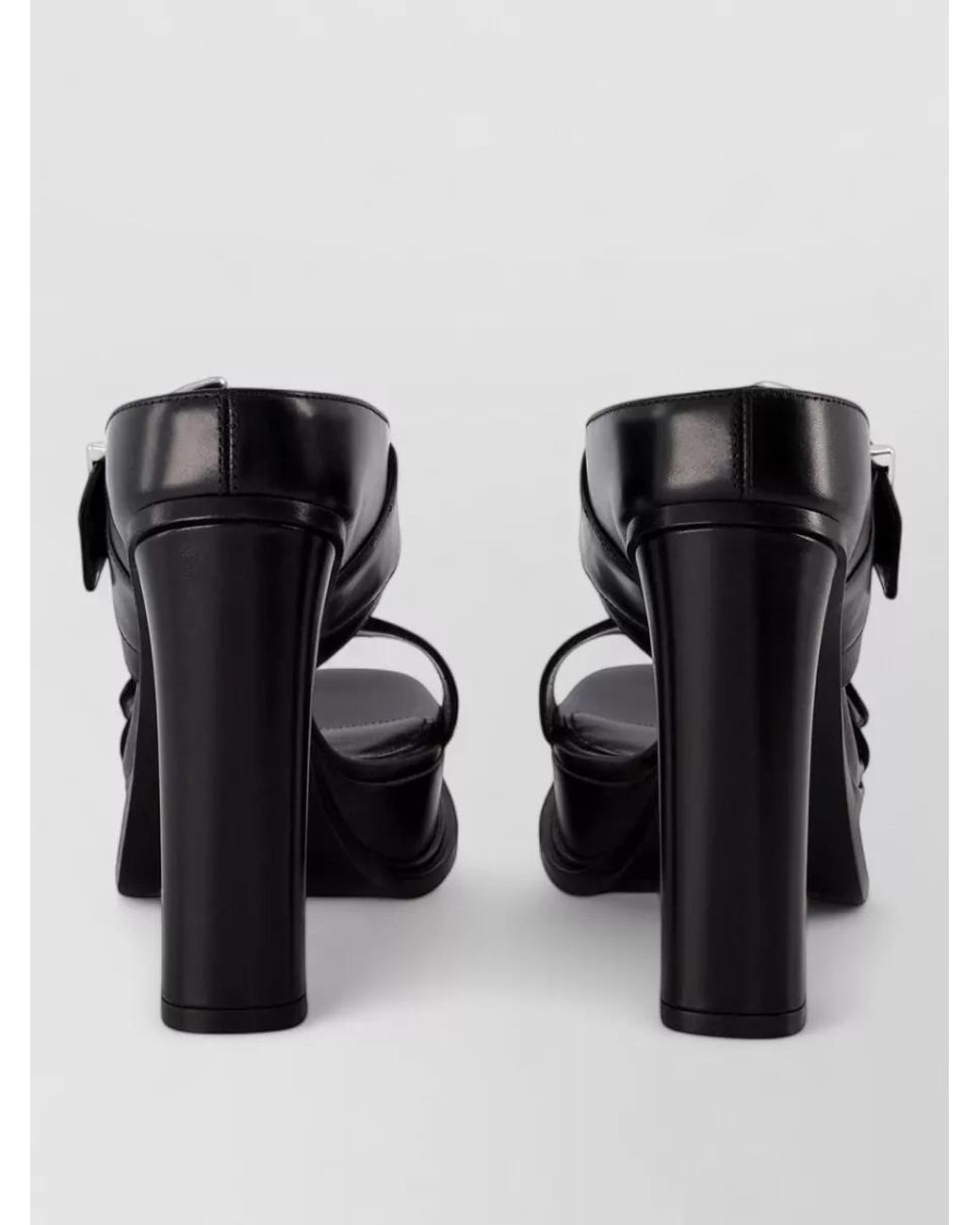 McQueen Black Leather Platform Sandals