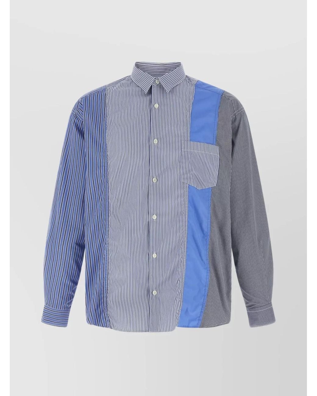 Comme des Garçons Blue Patchwork Cotton Shirt for men