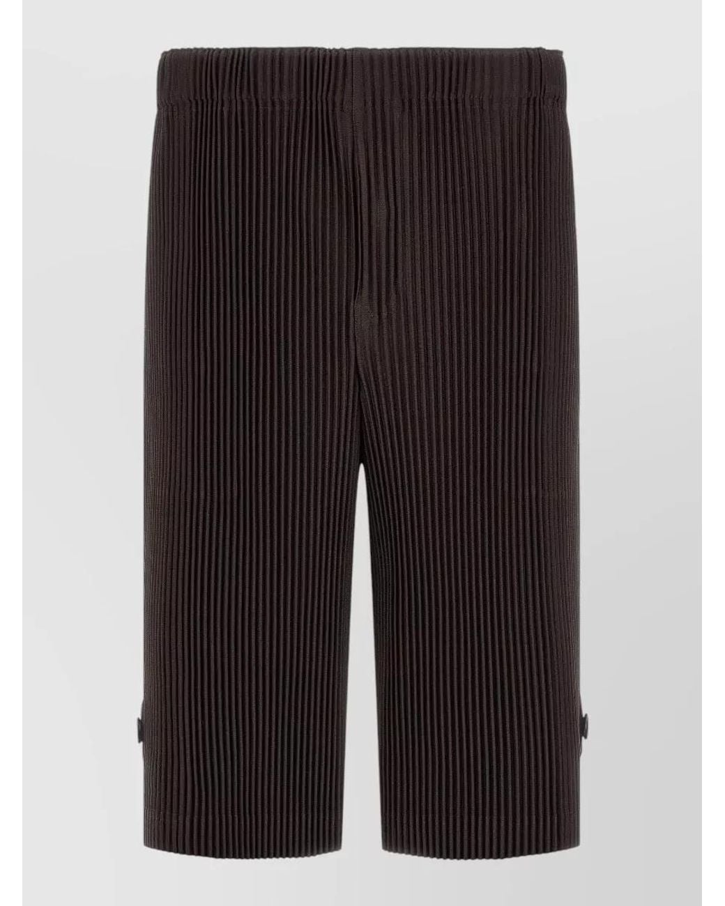 Homme Plissé Issey Miyake Black Ribbed Straight-Leg Bermuda Shorts for men