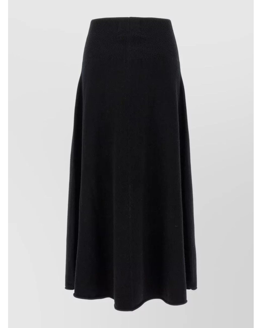 Extreme Cashmere Black Cashmere Flared Midi A-Line Skirt