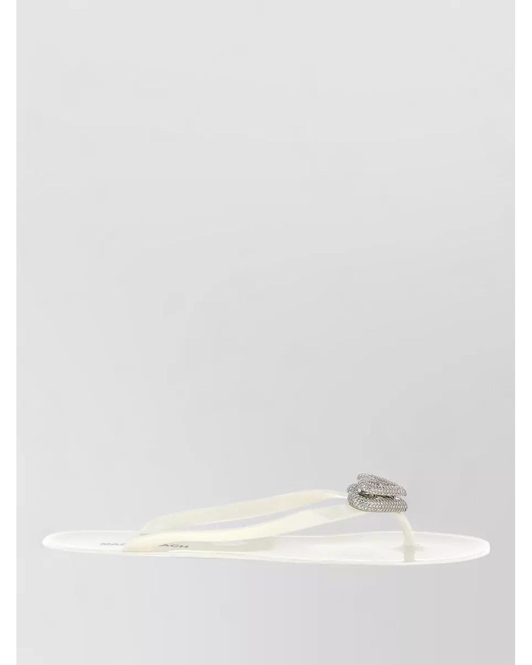 Mach & Mach White Crystal-Embellished Double Heart Thong Sandals
