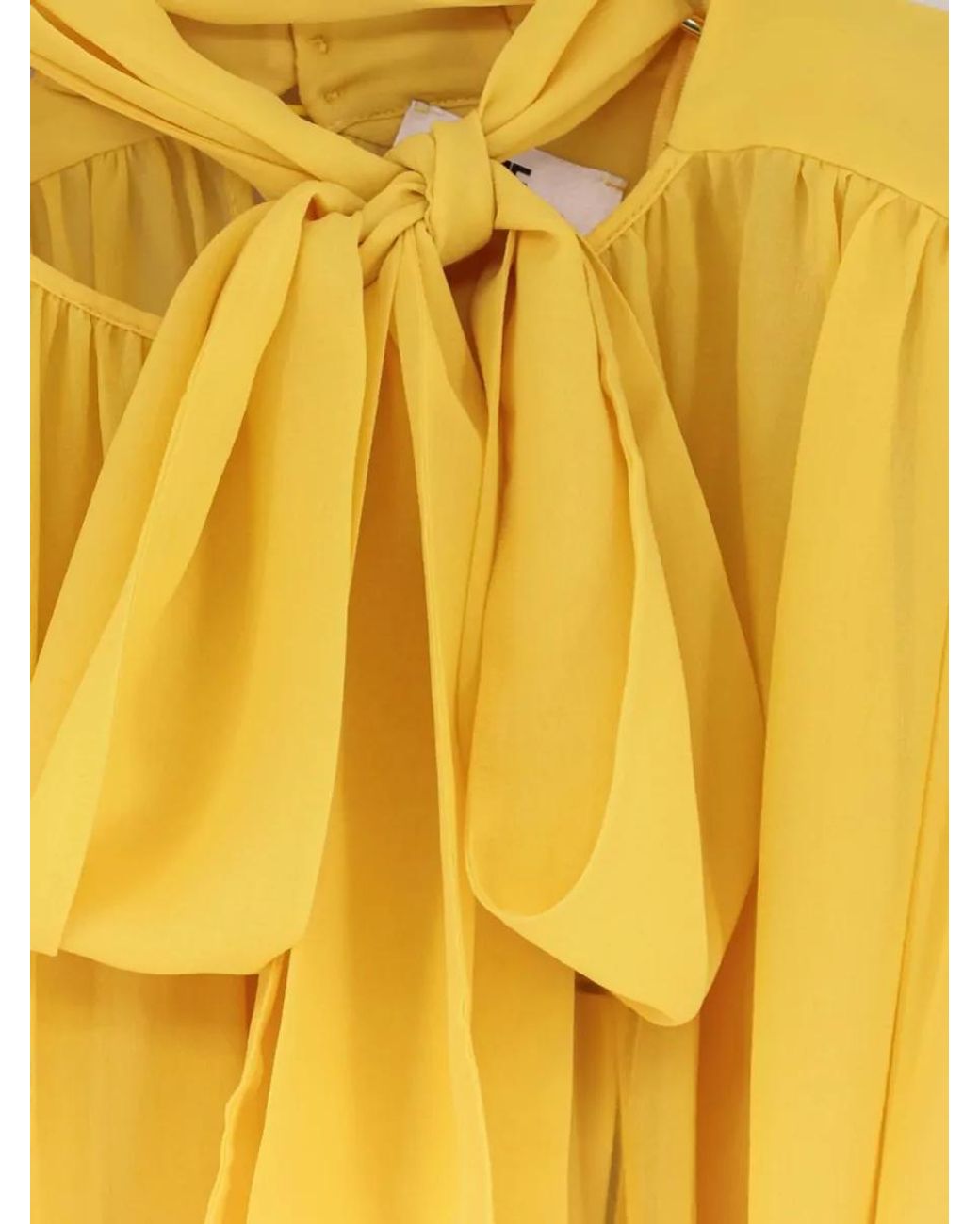 Elisabetta Franchi Yellow Silk Long-Sleeve Blouse
