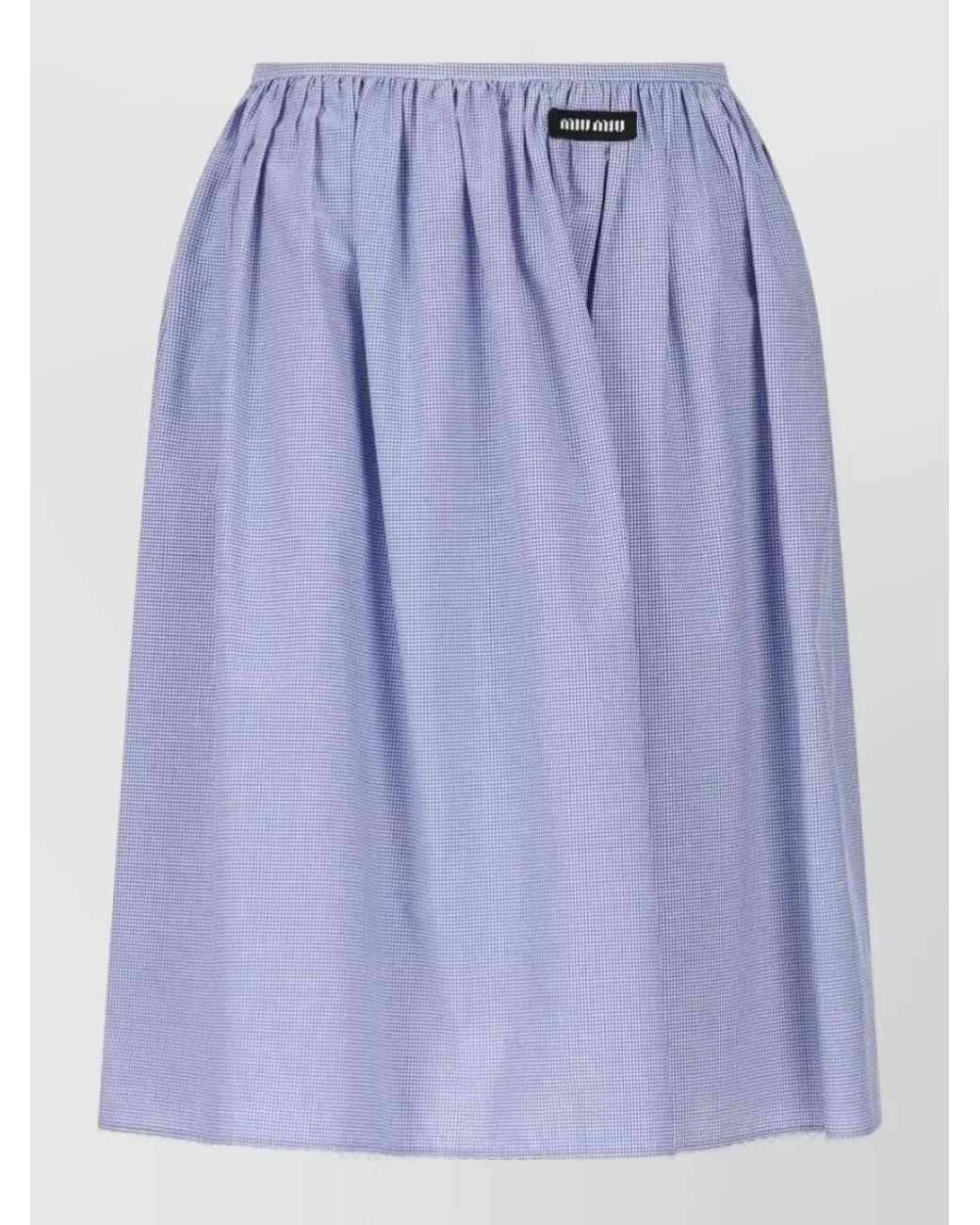 Miu Miu Blue Vichy Cotton Midi Skirt