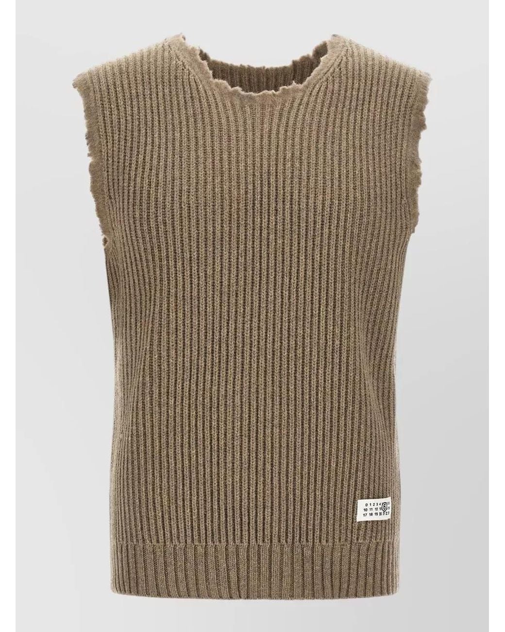 MM6 by Maison Margiela Natural Ribbed Wool Blend Vest for men