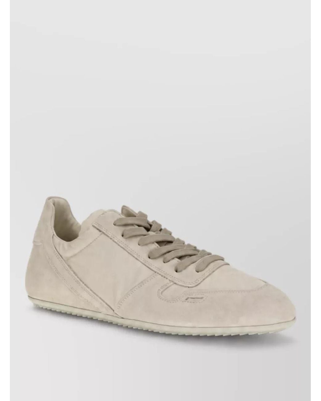 Rick Owens Natural Calf Leather Low-Top Lace-Up Sneakers for men