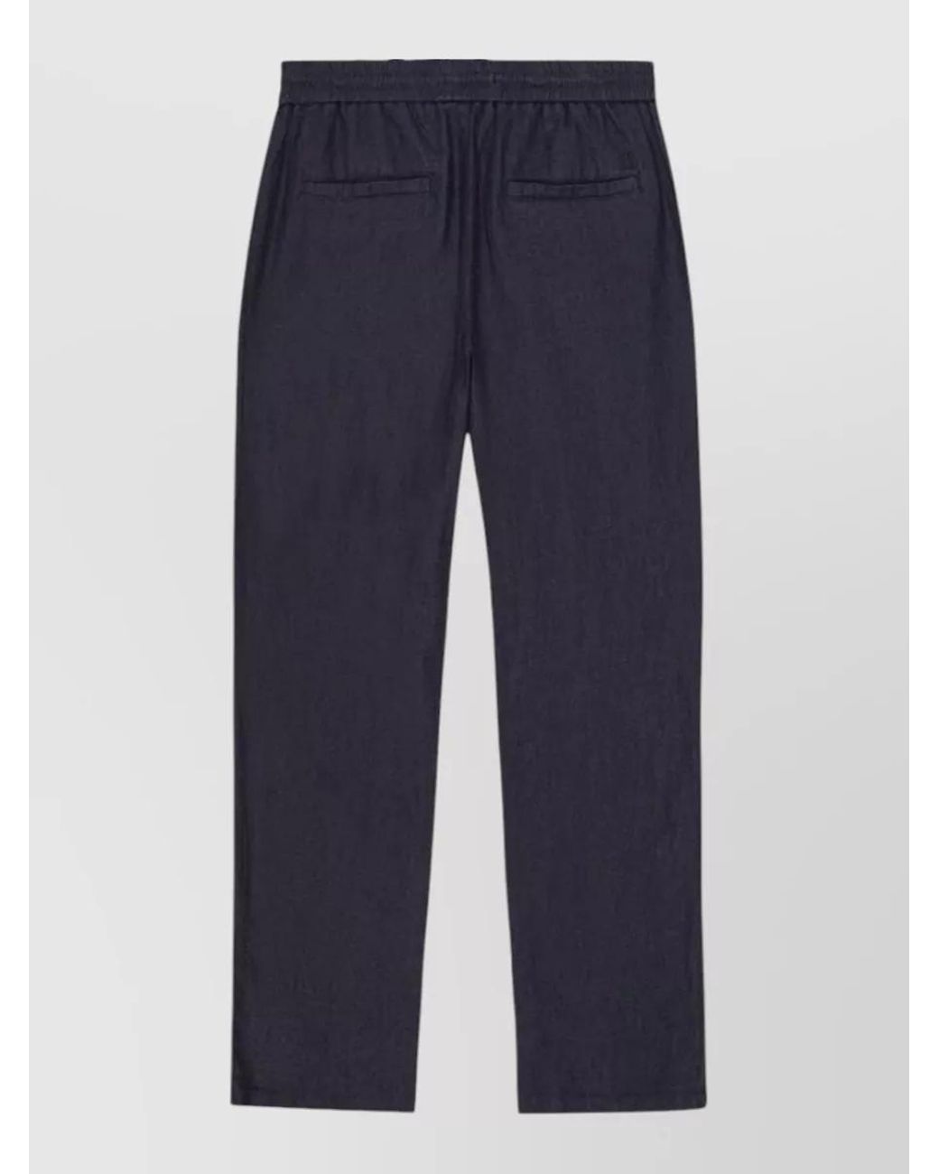 Les Deux Blue Linen Cotton Straight Leg Trousers for men