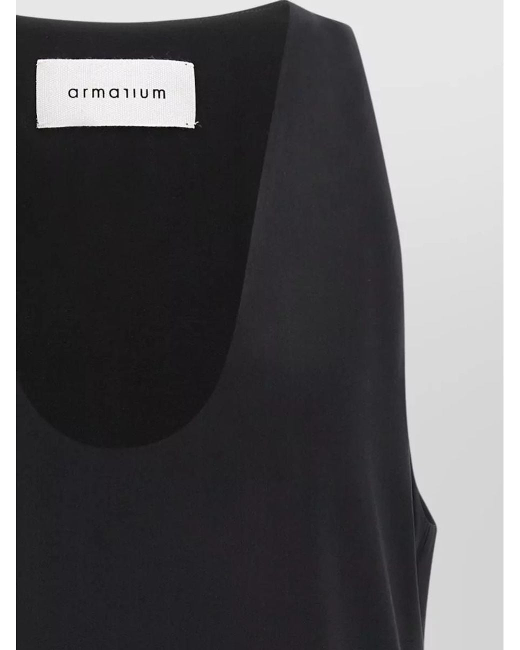 ARMARIUM Black Silk Sleeveless V-Neck Top