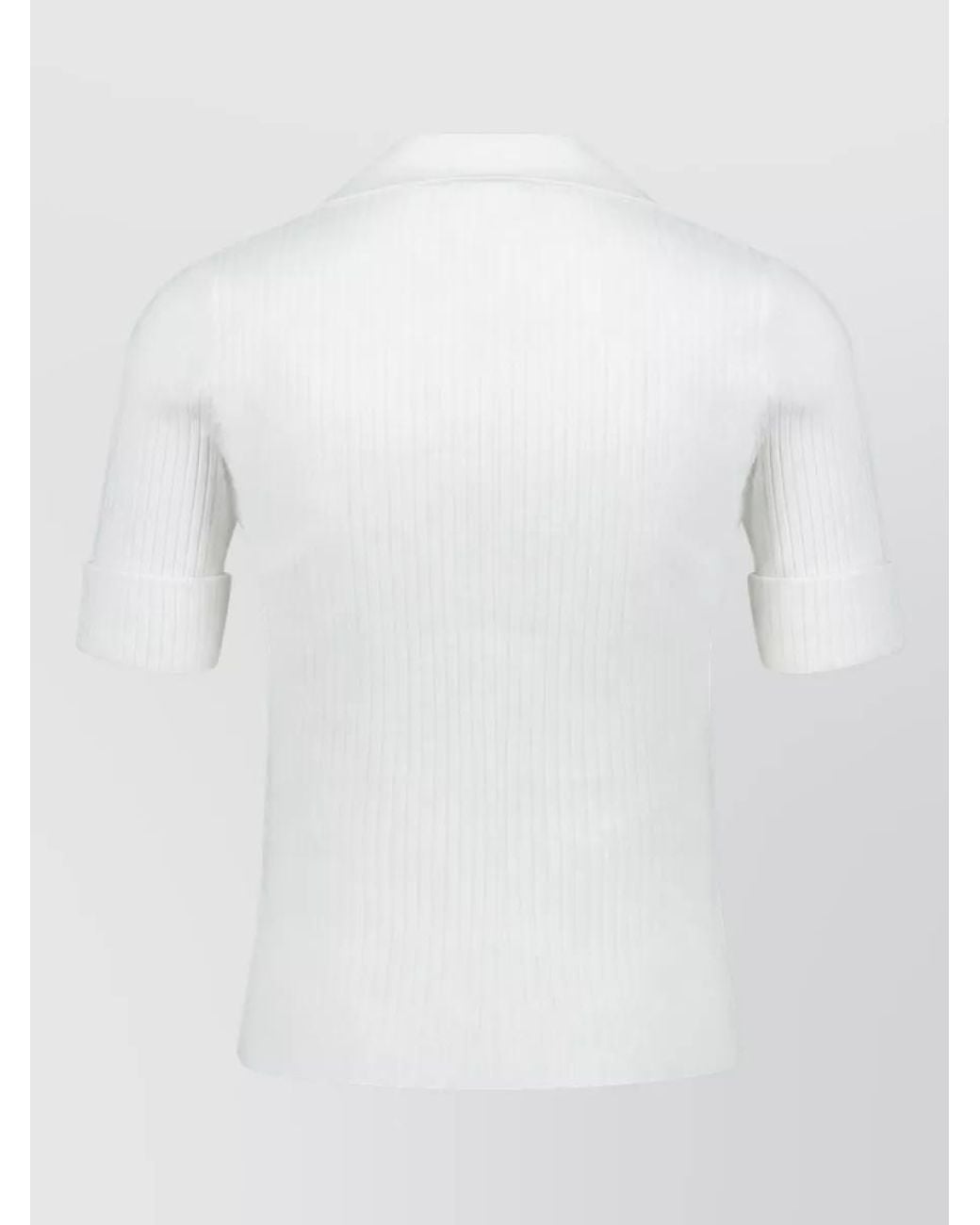 Courreges White Viscose Ribbed Polo T-Shirt