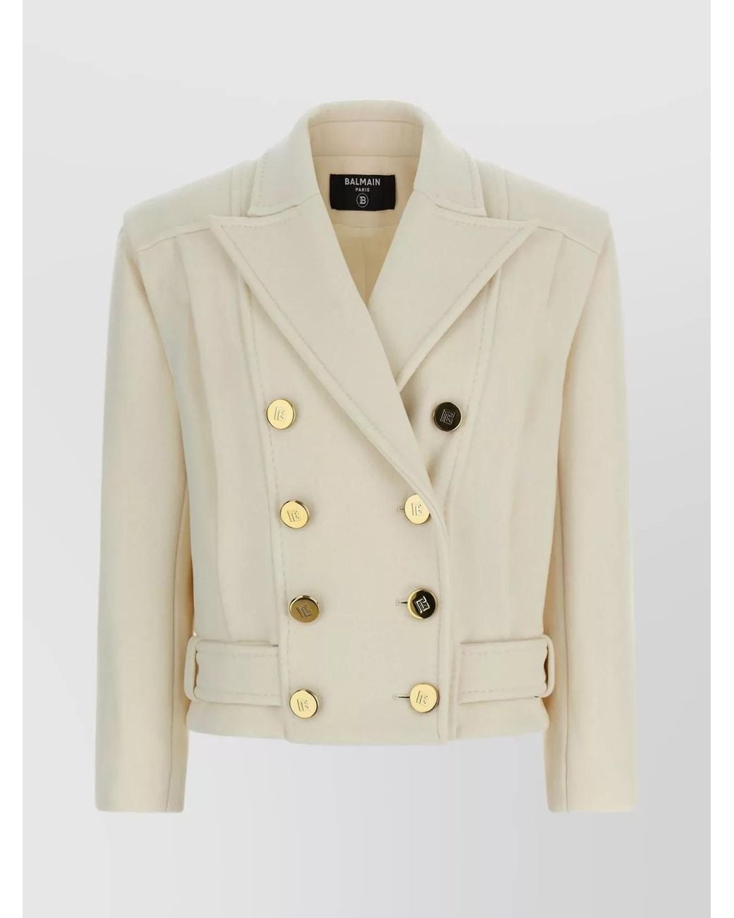 Balmain Natural Cashmere Double-Breasted Coat