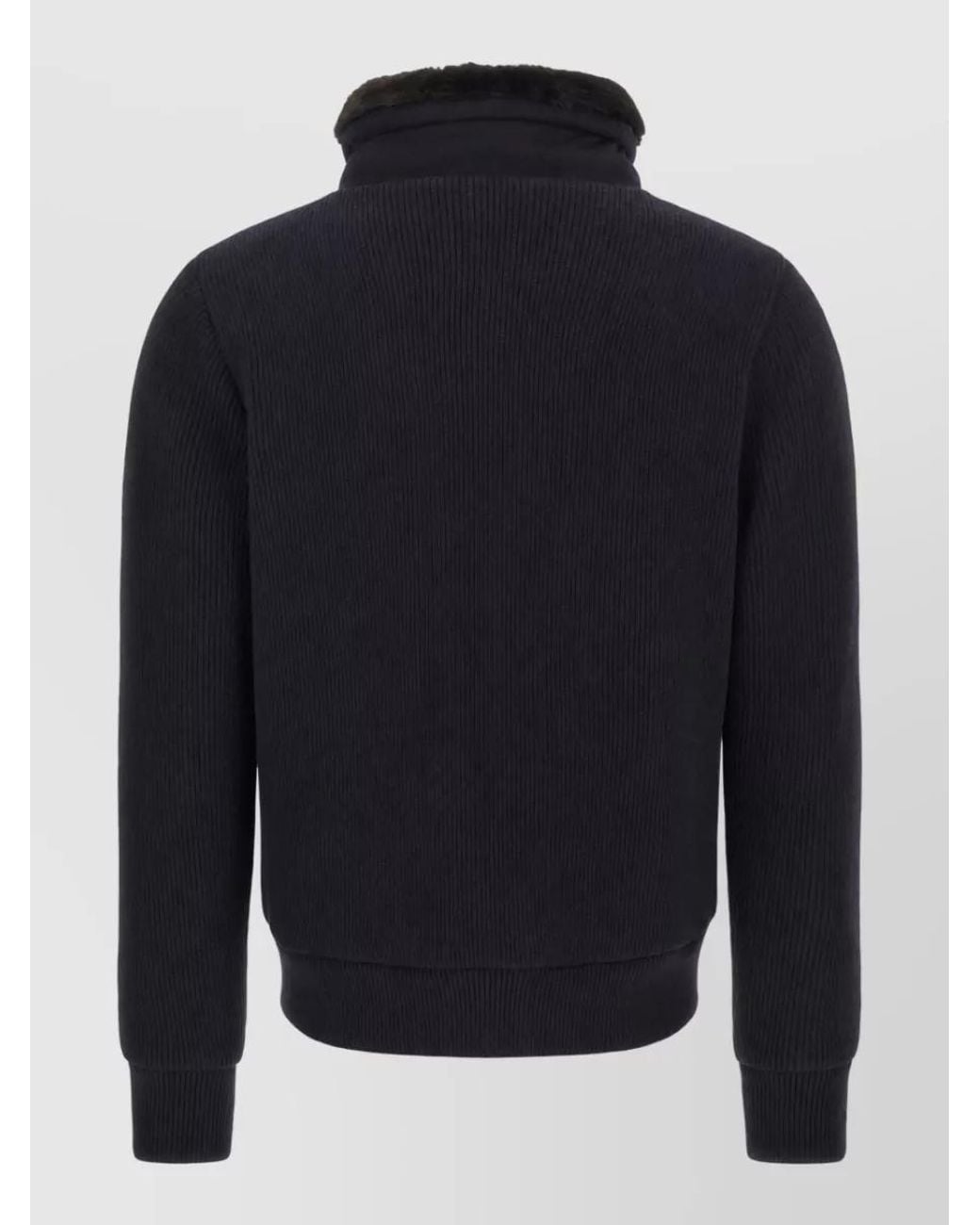 Moorer Blue Cashmere Wool Ribbed Bomber Jacket for men
