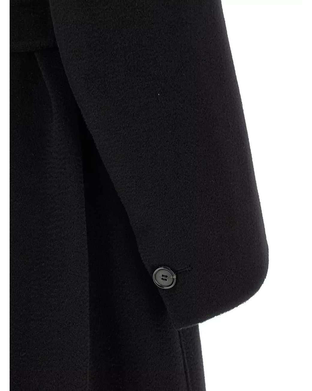 Max Mara Black Cashmere Double-Breasted Long Coat