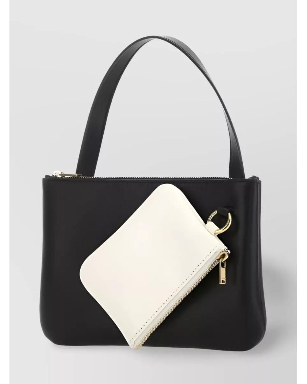 Jil Sander Black Logo-Printed Leather Shoulder Bag