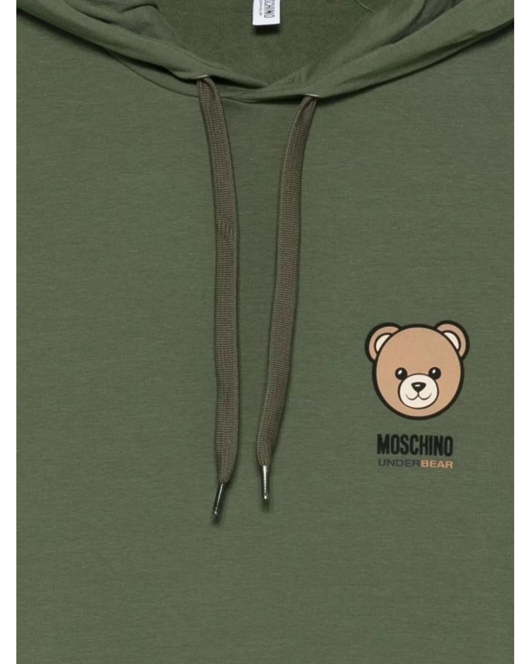 Moschino Green Ribbed Cuff Cotton Hoodie for men