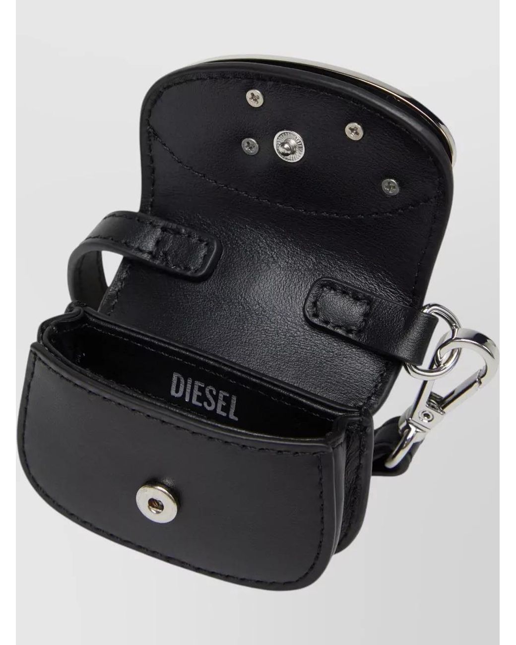 DIESEL Black Leather Micro Charm Cardholder