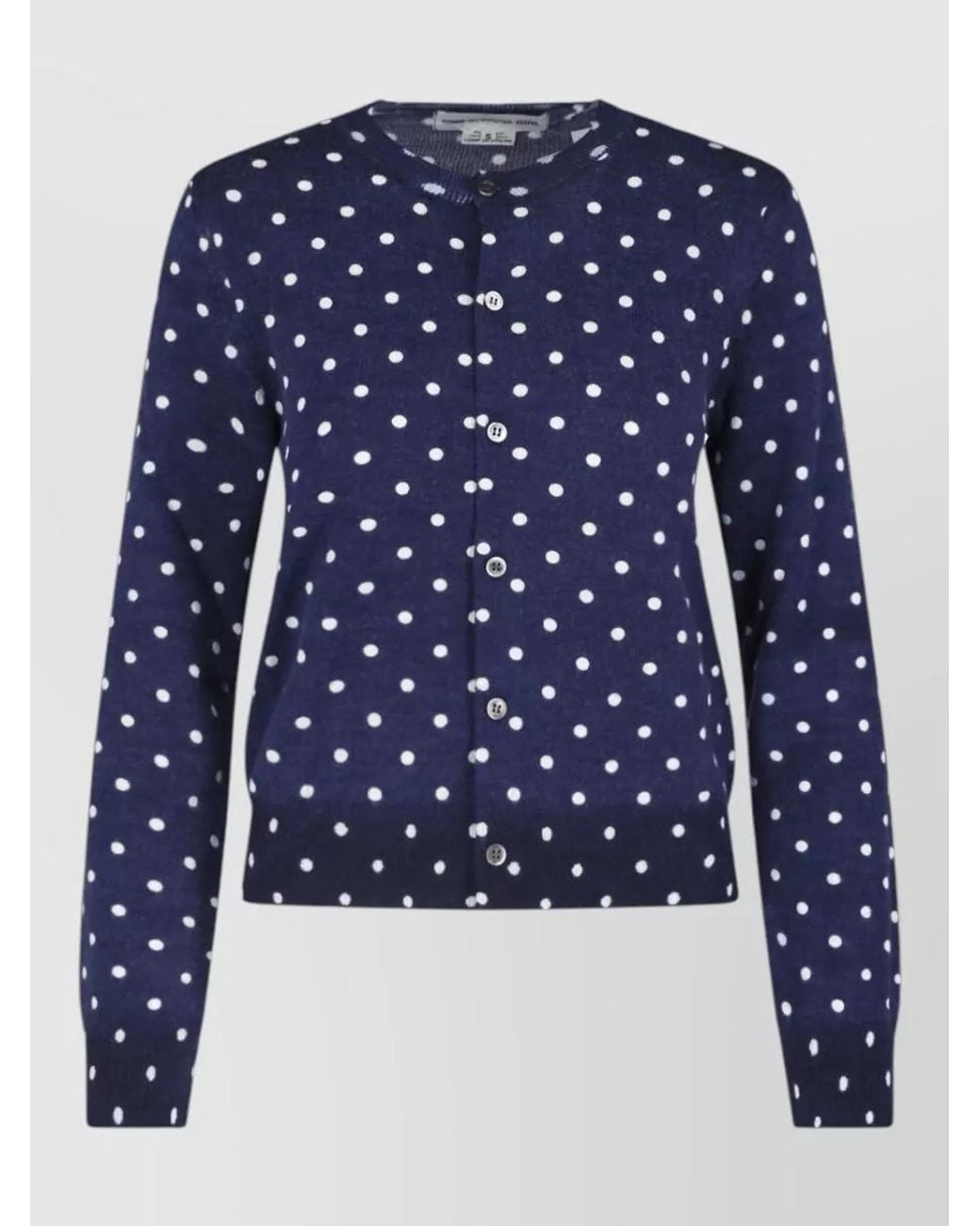 Comme des Garçons Blue Wool Crewneck Cardigan