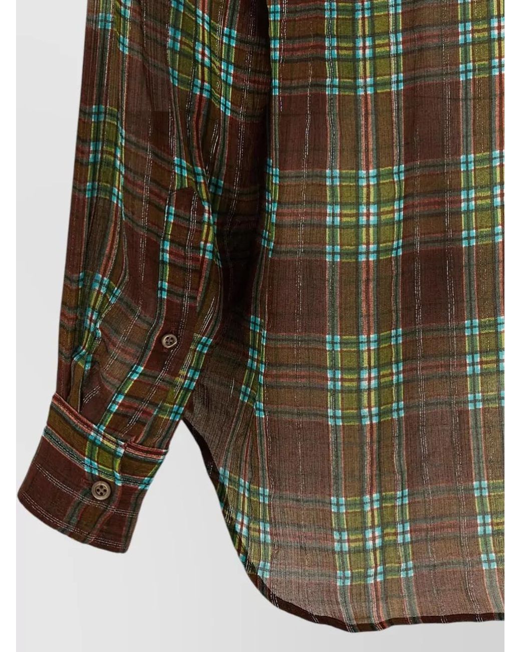 Dries Van Noten Green Silk Checked Long-Sleeve Shirt