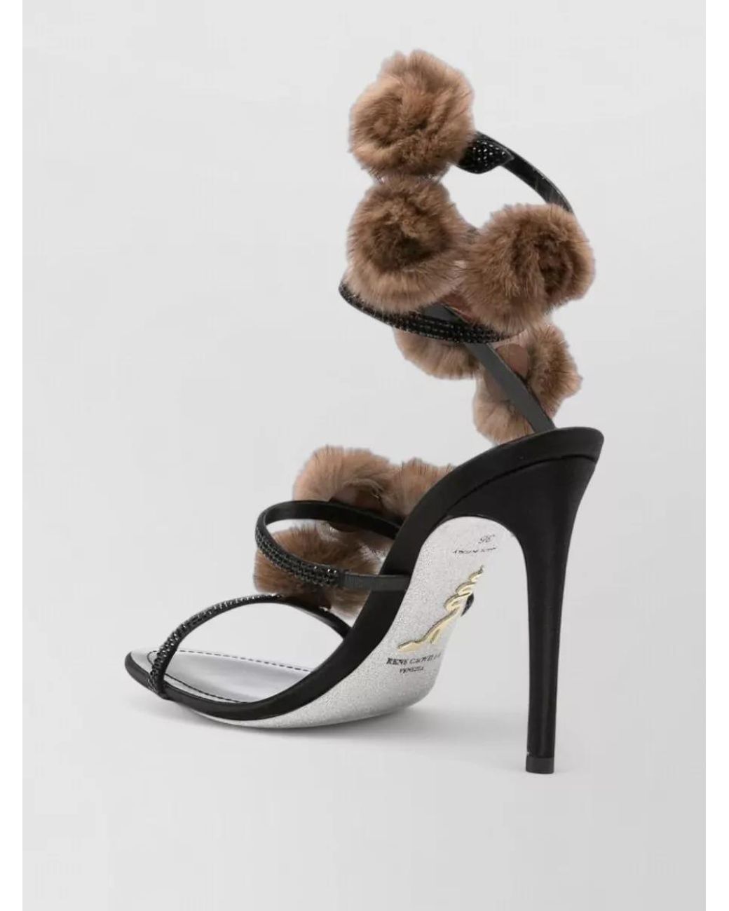Rene Caovilla Multicolor Leather Crystal-Embellished Sandals