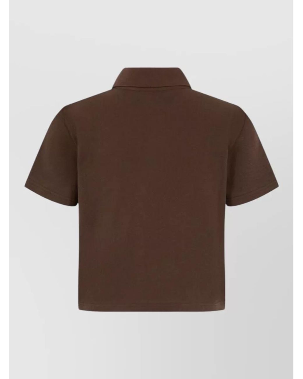 Saint Laurent Brown Cotton Piqué Cropped Polo Shirt
