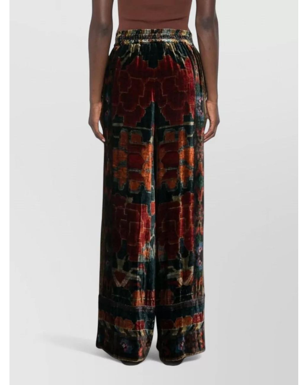 Pierre Louis Mascia Black Silk-Blend Textured Printed Wide-Leg Trousers