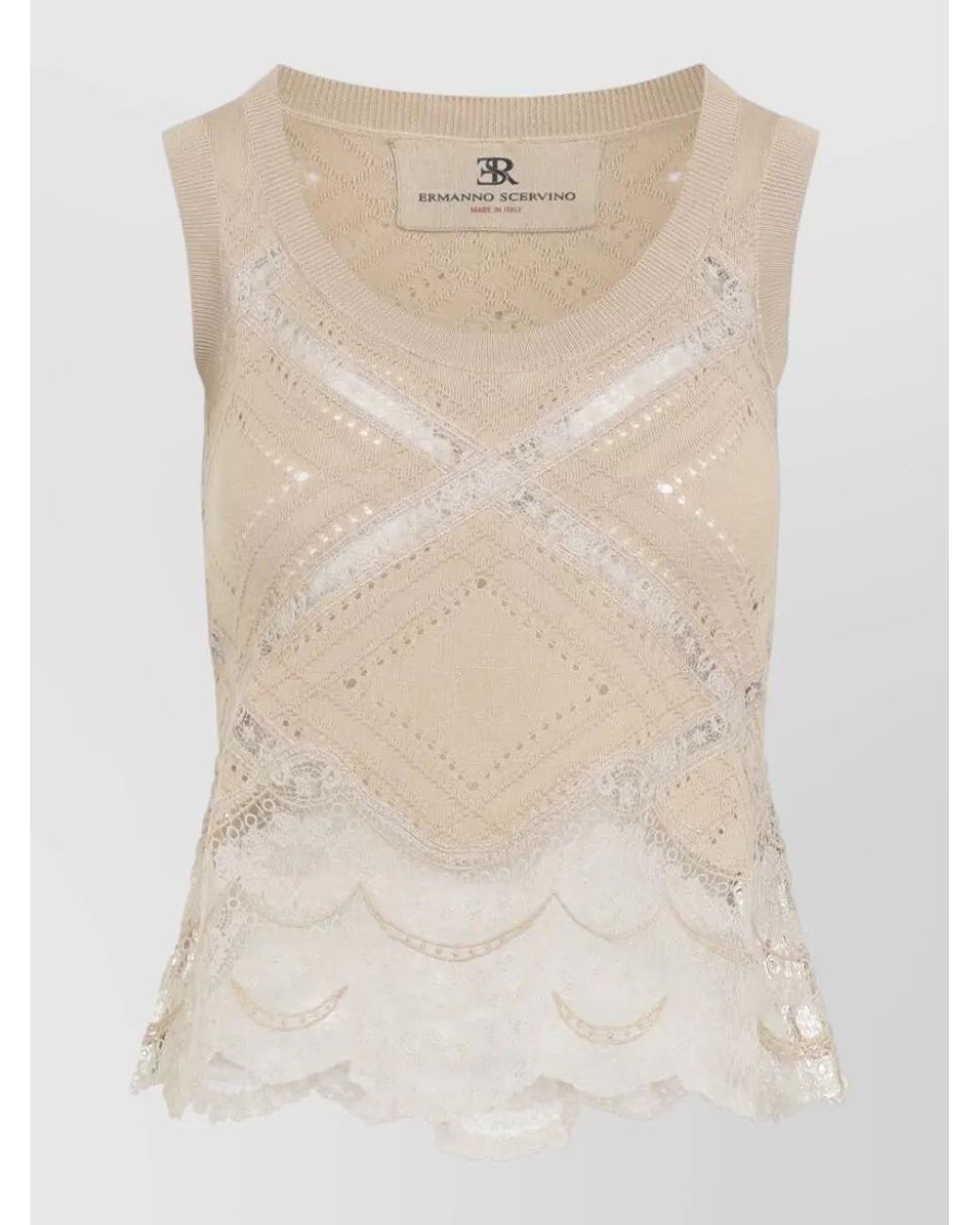 Ermanno Scervino Natural Silk Sleeveless Knit Top