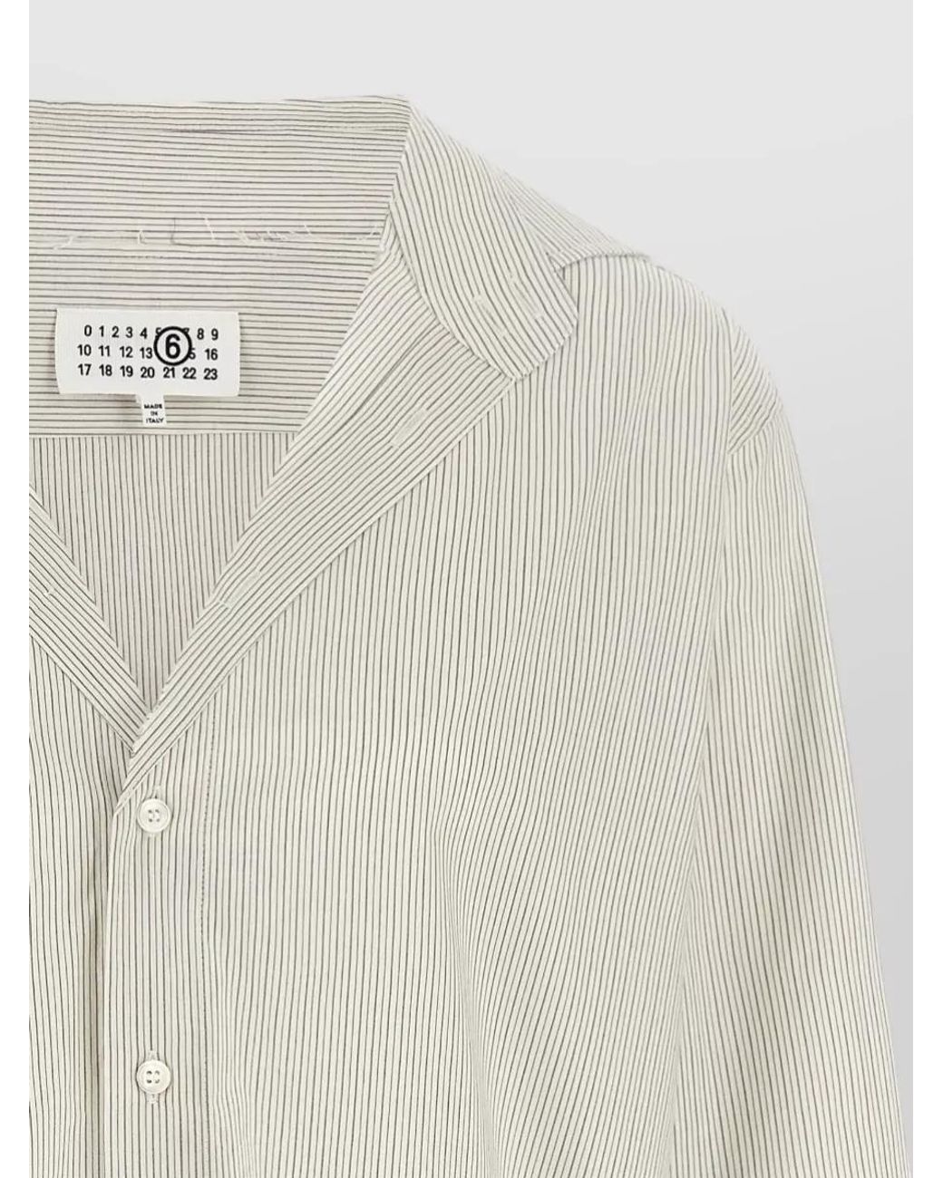 MM6 by Maison Margiela White Striped Relaxed-Fit Collarless Shirt