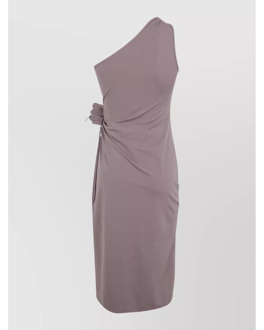 Coperni Purple Asymmetric Floral-Print Midi Dress