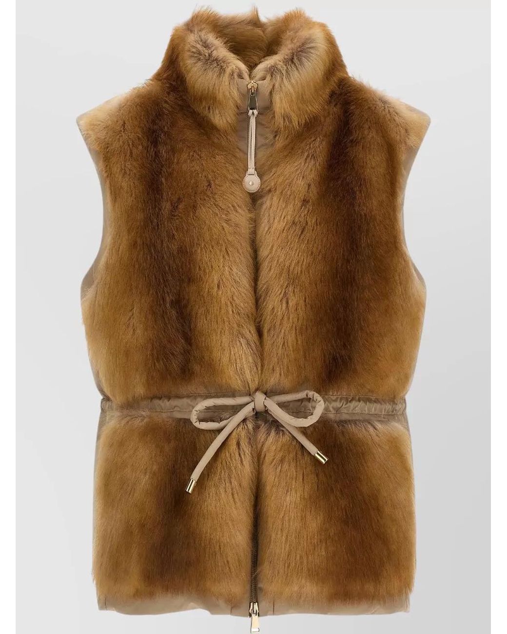 Moncler Brown Shearling Panel Down Coat