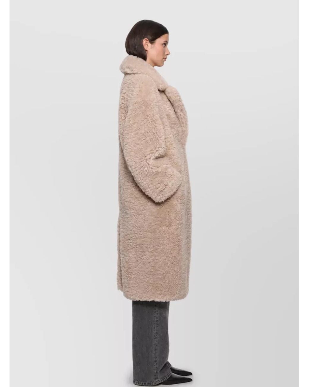 Stand Studio Natural Oversized Long Faux Fur Coat
