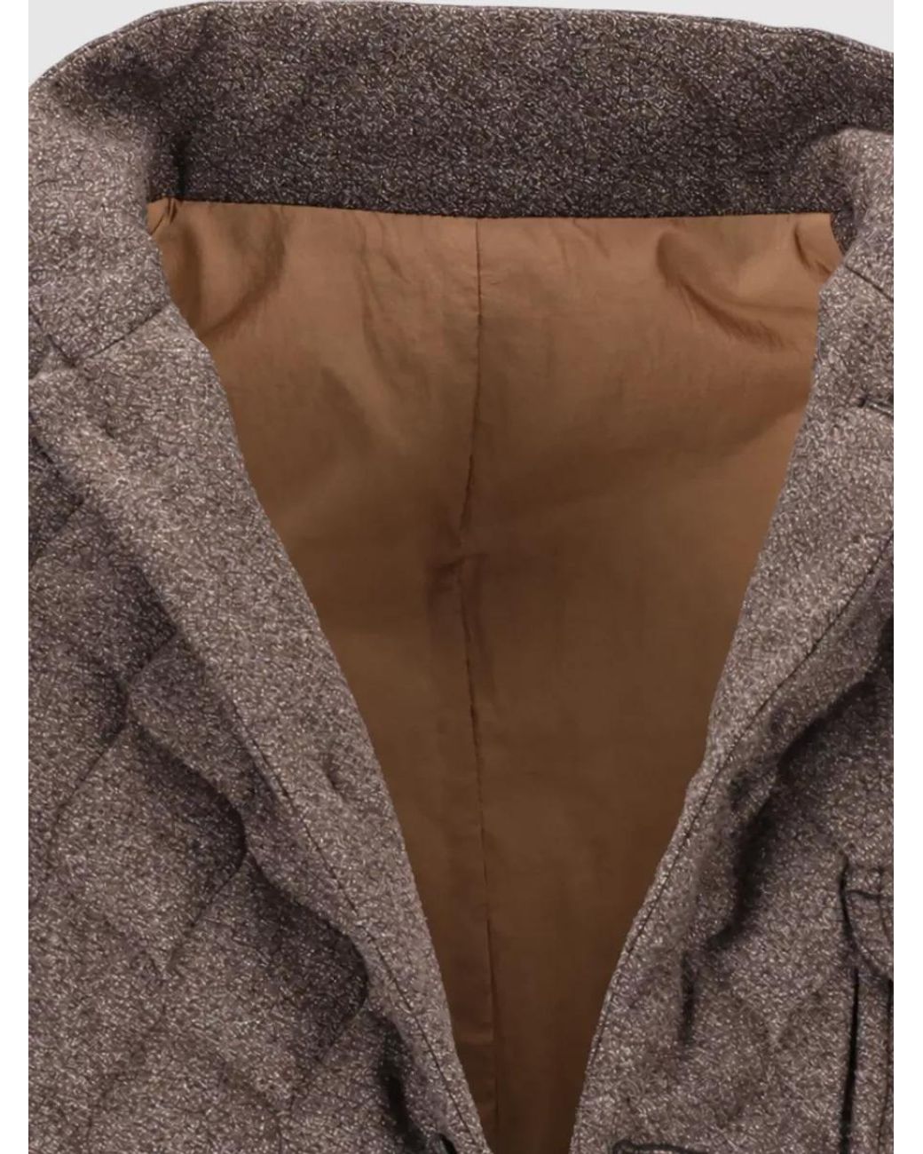 Emporio Armani Brown Virgin Wool Quilted Padded Coat for men