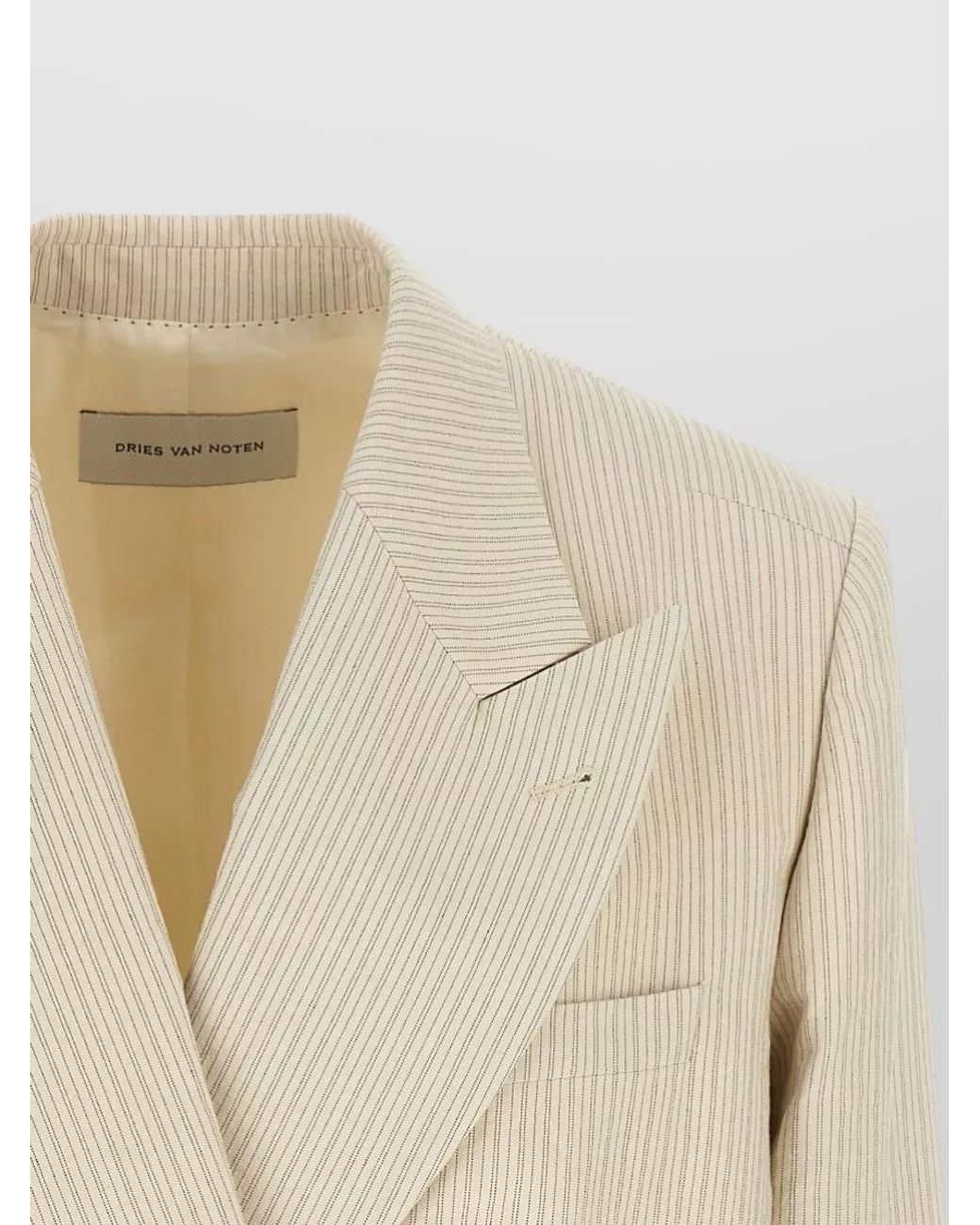 Dries Van Noten Natural Striped Double-Breasted Blazer