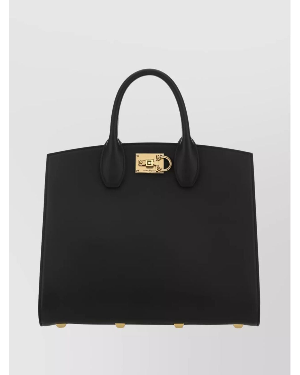 Ferragamo Black The Studio Small Leather Tote Bag