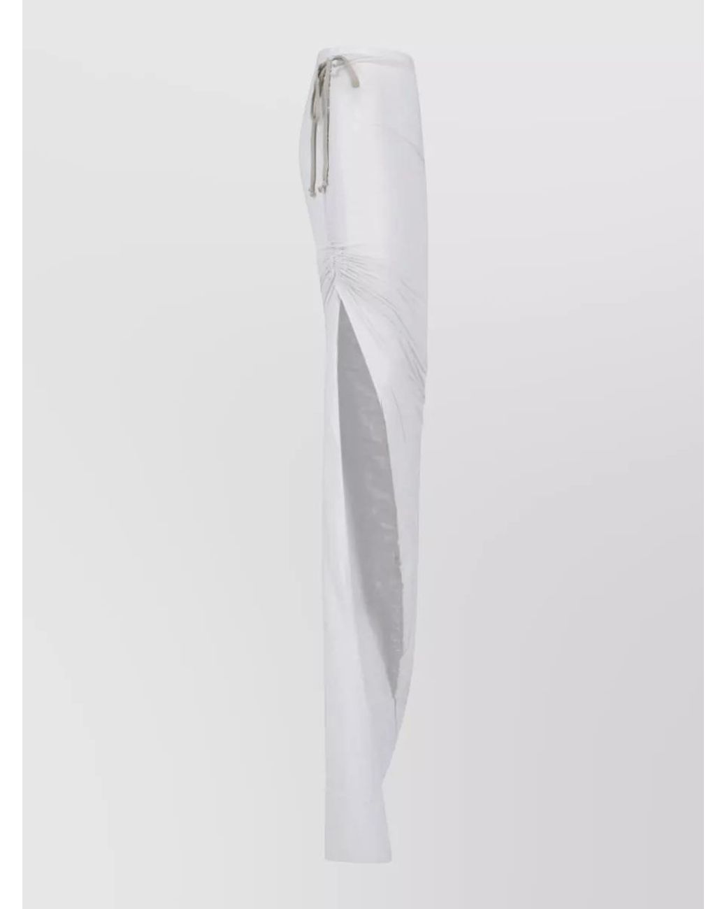 Rick Owens White Cotton High-Rise Draped Asymmetric Maxi Skirt