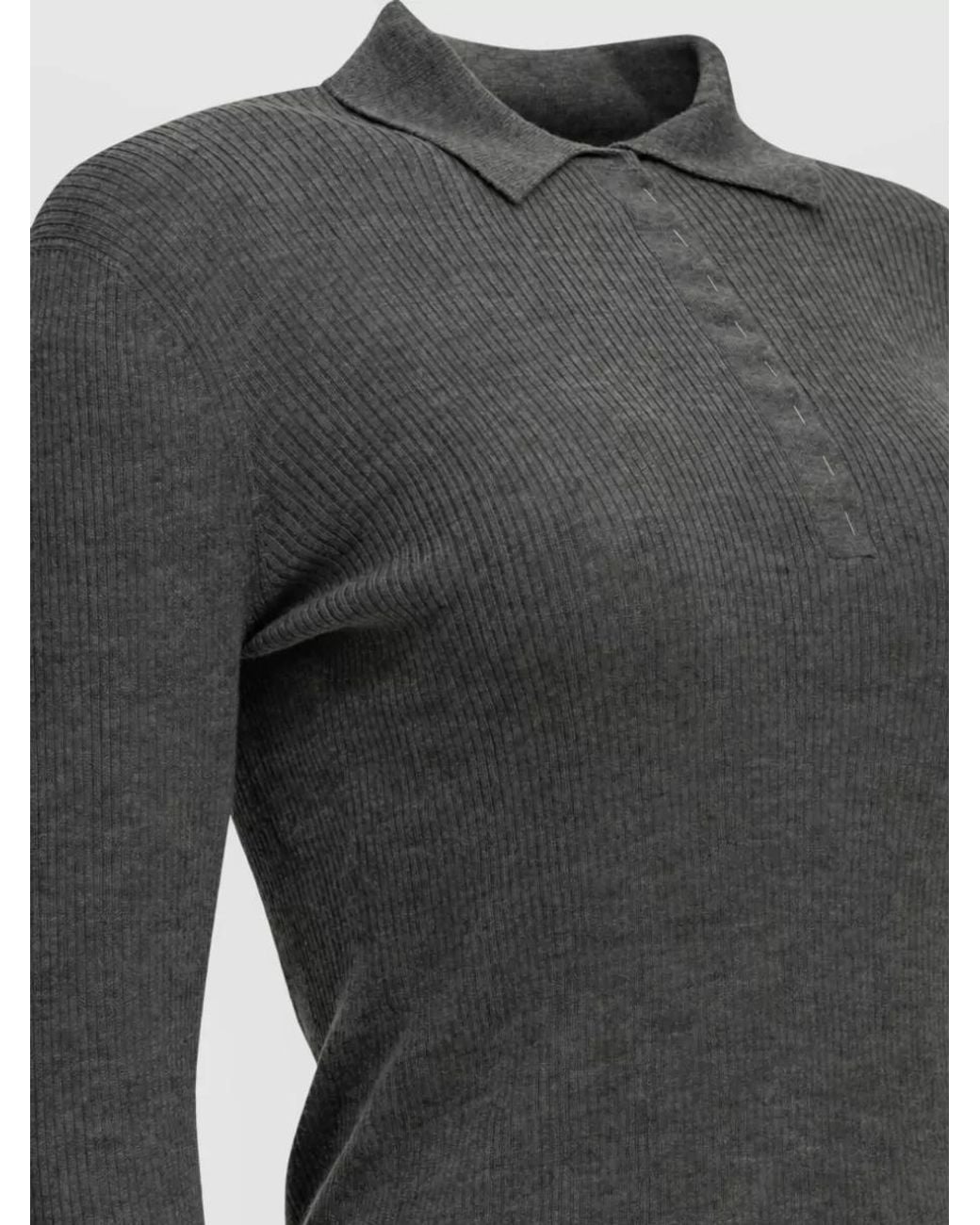 Max Mara Gray Cashmere Polo Shirt