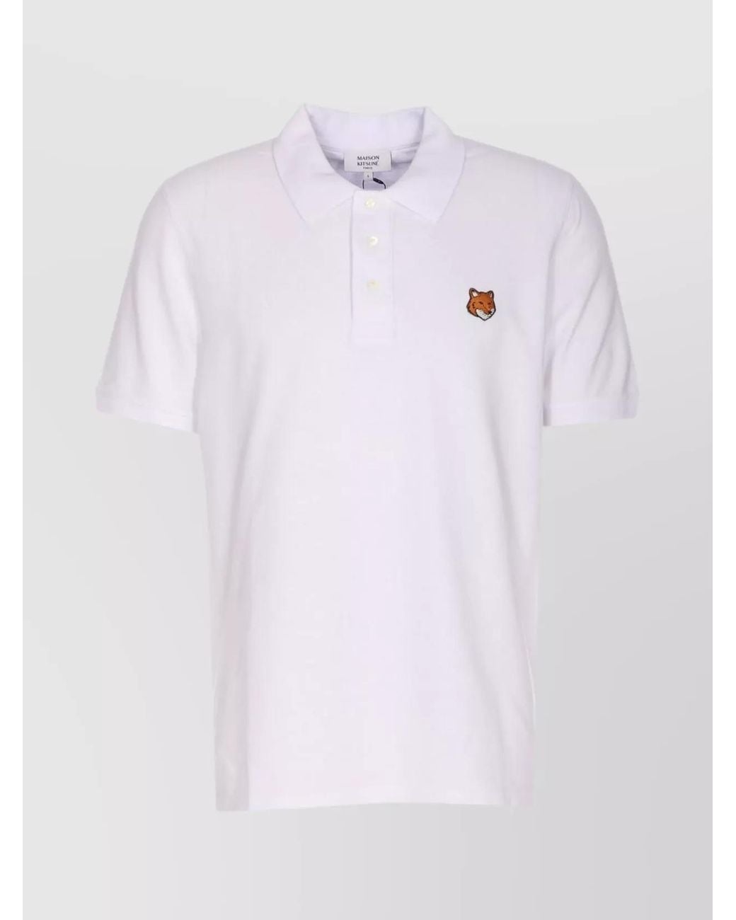 Maison Kitsuné White Cotton Piqué Regular-Fit Short-Sleeve Polo Shirt for men