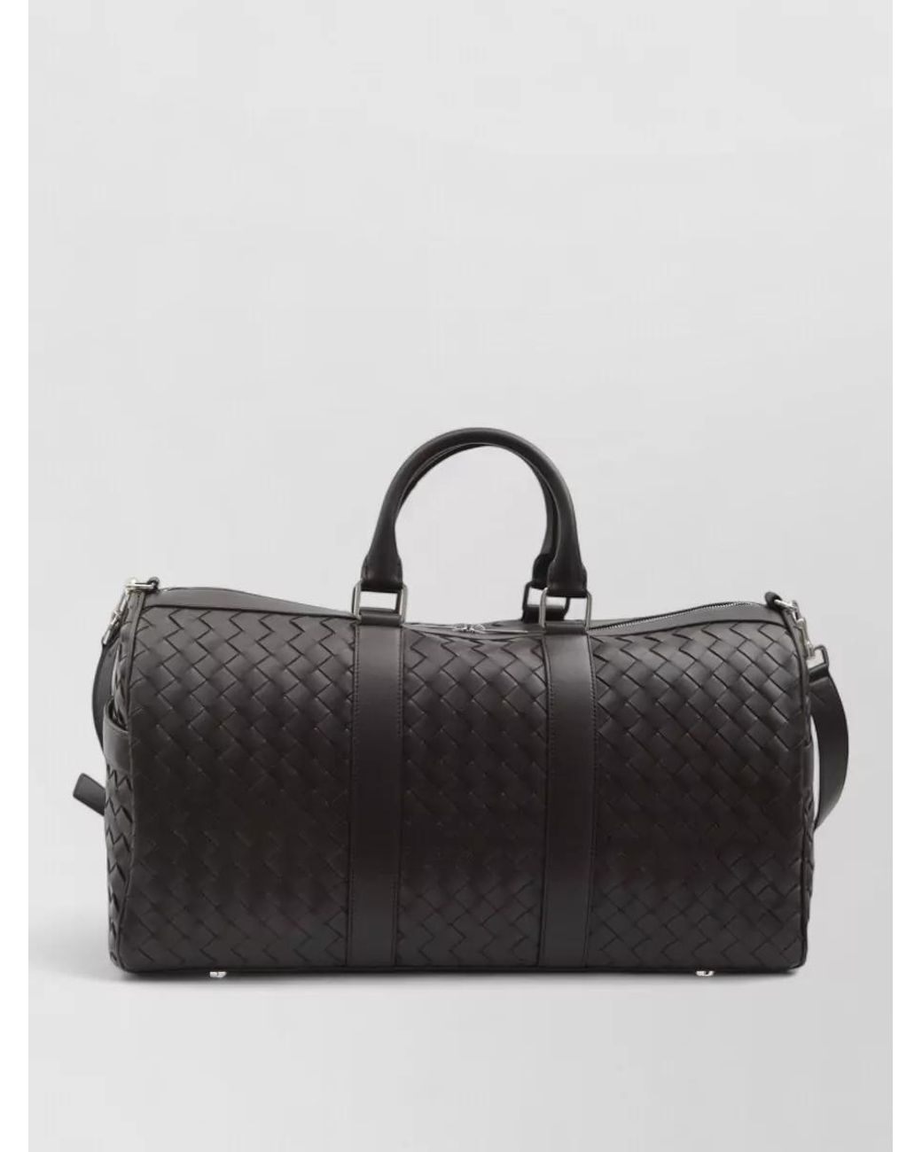Bottega Veneta Black Leather Intrecciato Duffle Bag for men