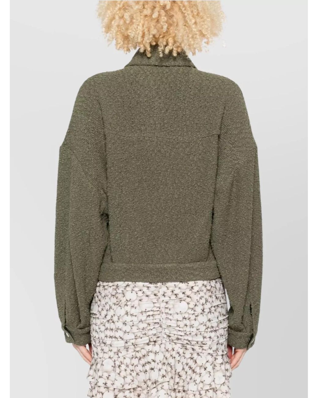 IRO Green Textured Cotton Cropped Jacket