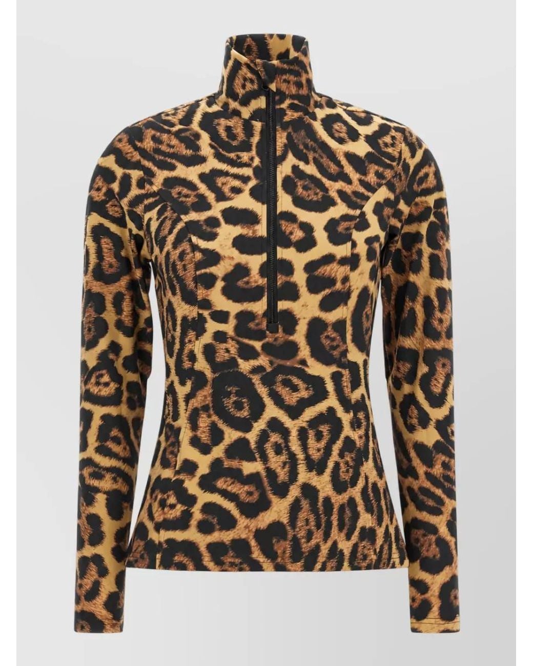 Goldbergh Multicolor Jaguar-Print Long-Sleeve High-Neck Top