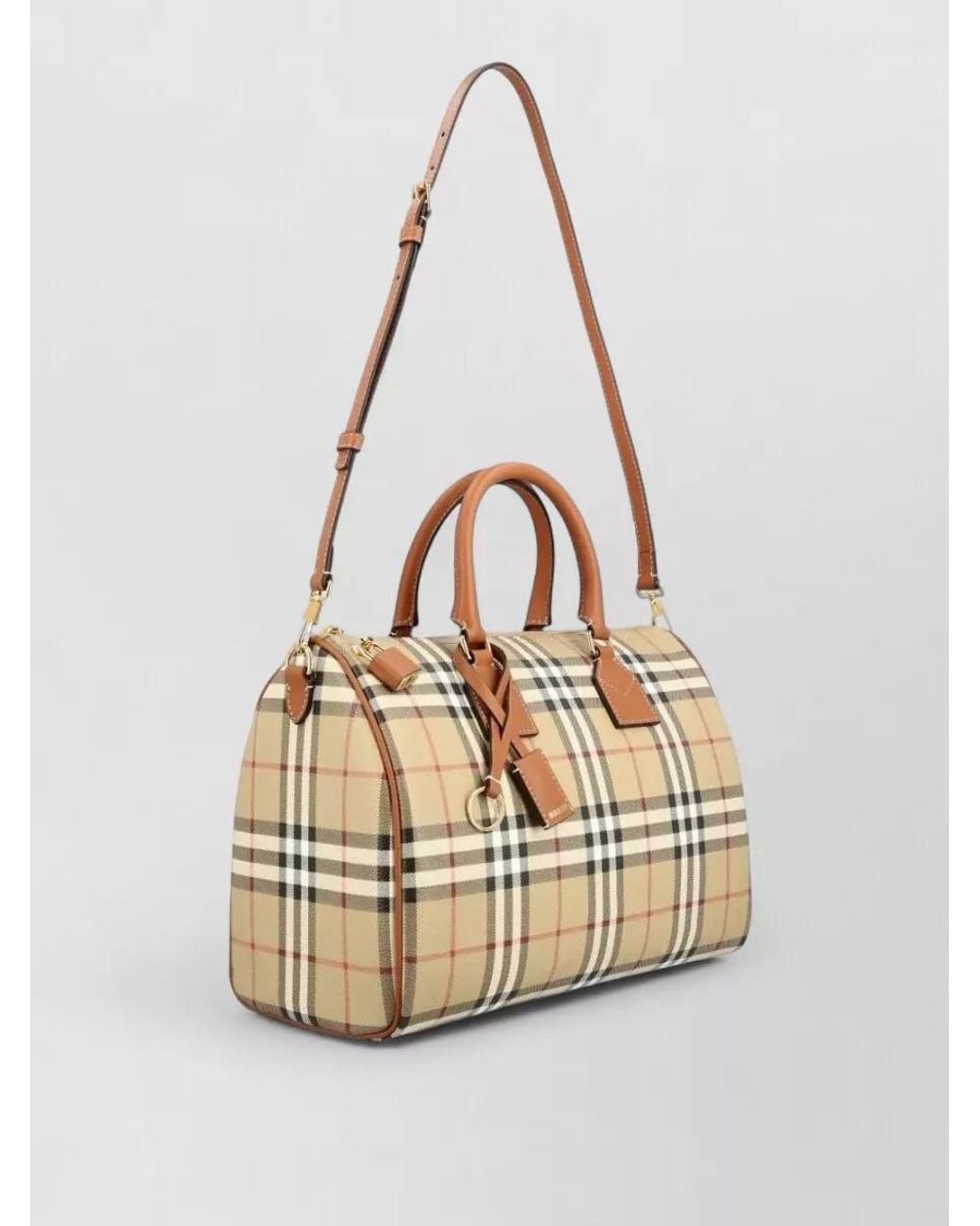 Burberry Metallic Check Medium Coated Canvas Bowling Bag