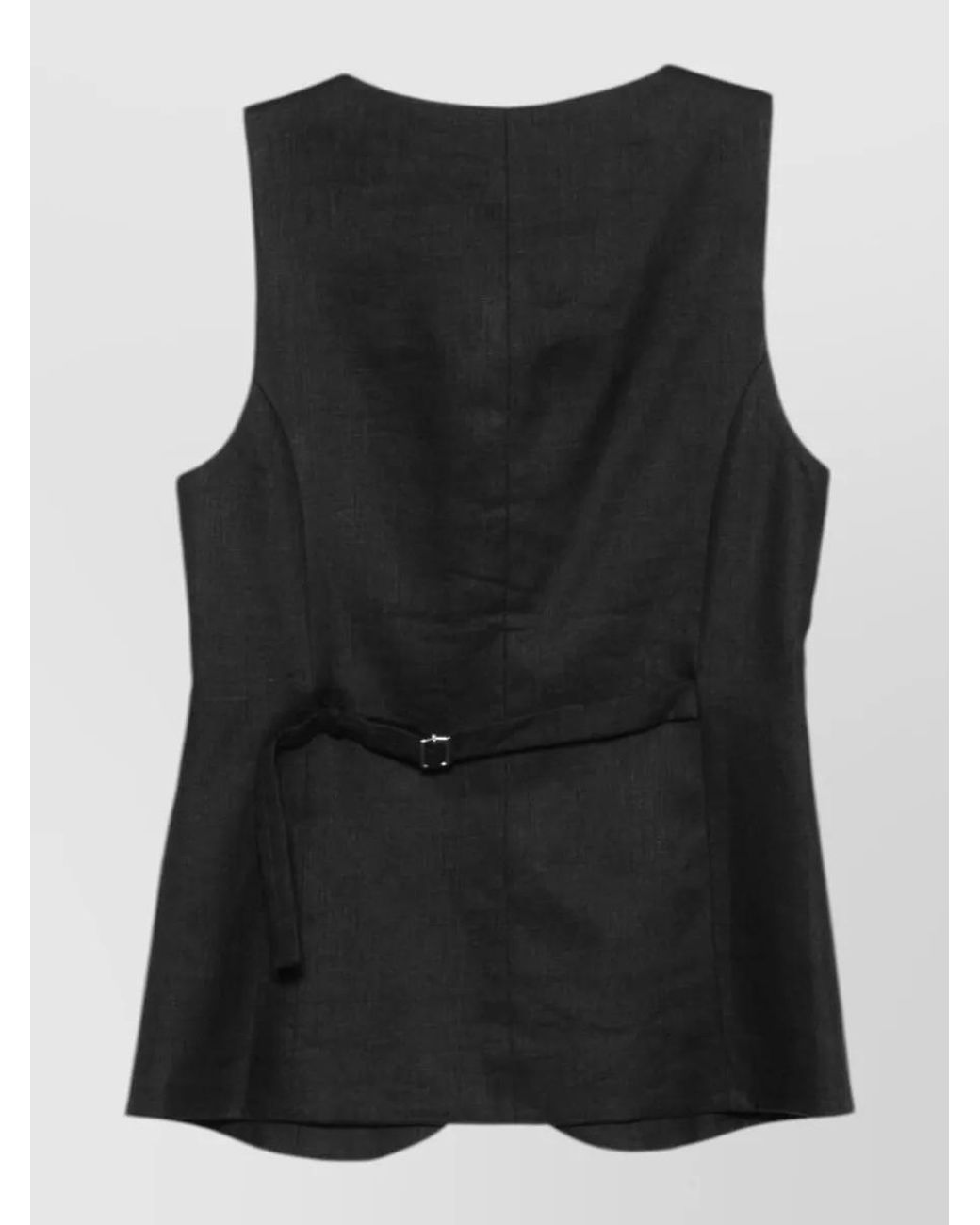 Semicouture Black Linen Sleeveless Vest