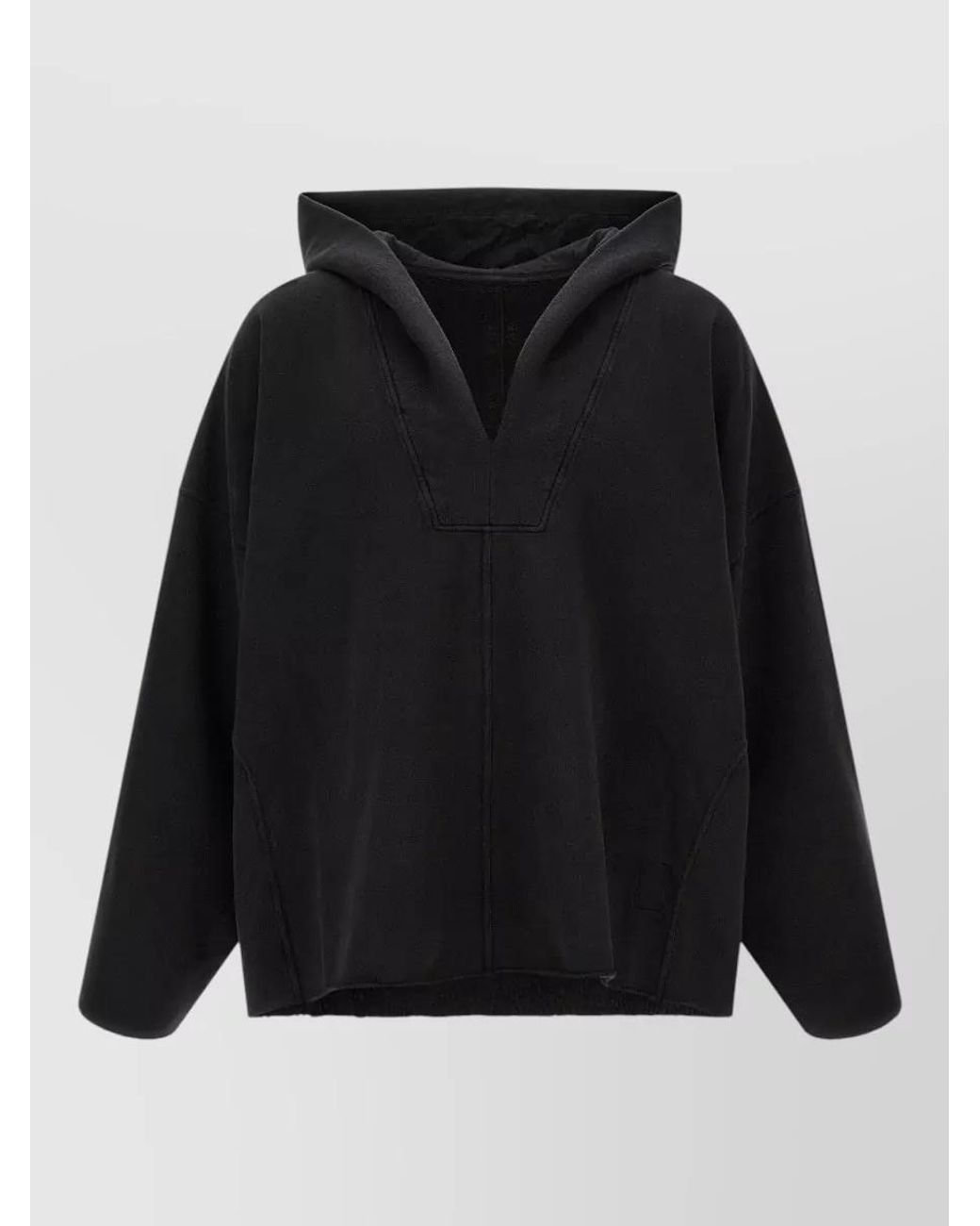 Rick Owens Black Cotton Hooded Kaftan Jacket for men