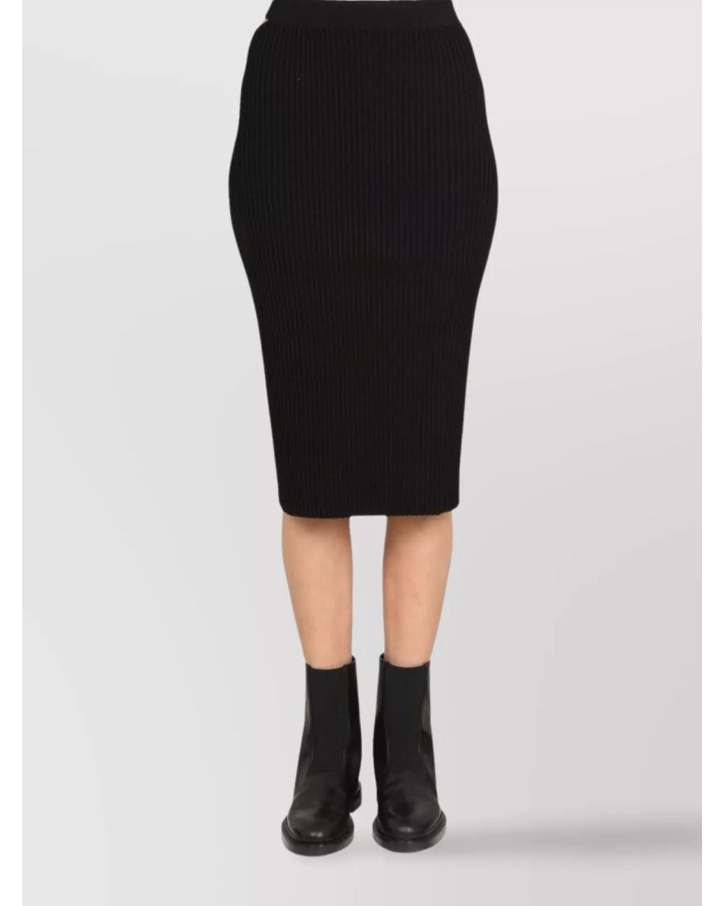 Helmut Lang Black Ribbed One-Shoulder Dress