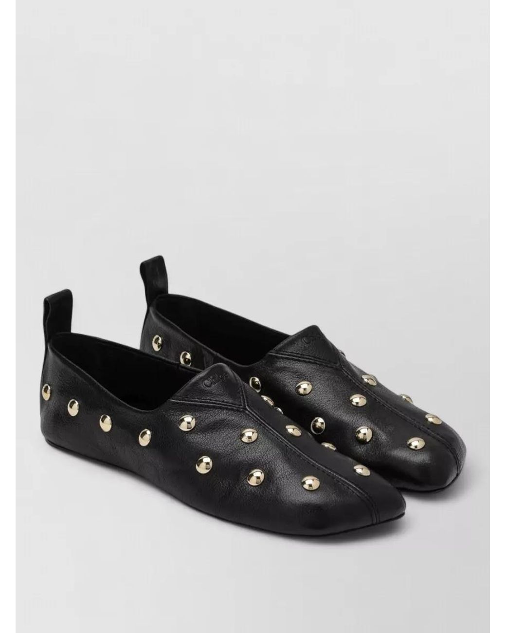 Chloé Black Studded Leather Loafers