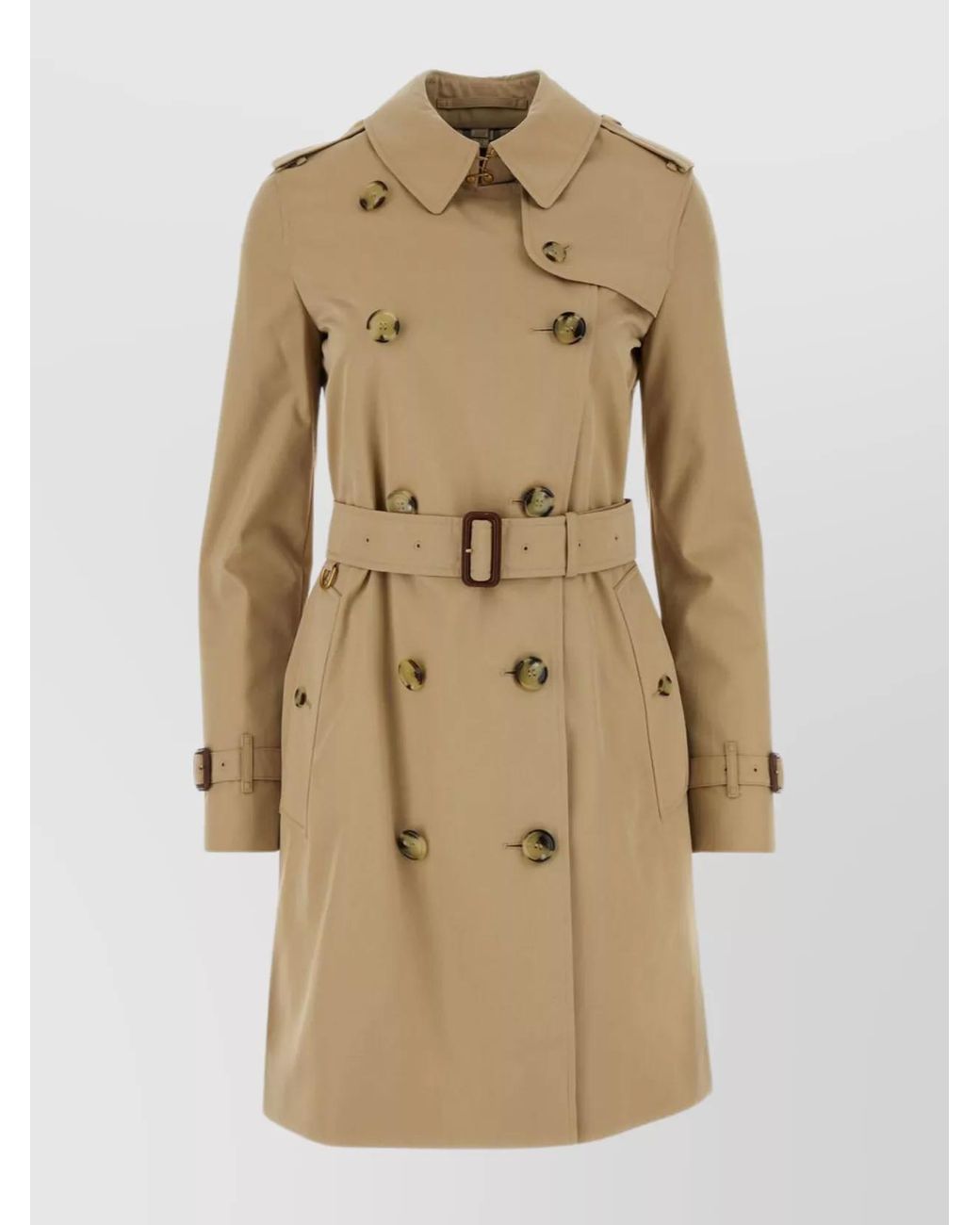Burberry Natural Cotton Belted Double-Breasted Trench Coat