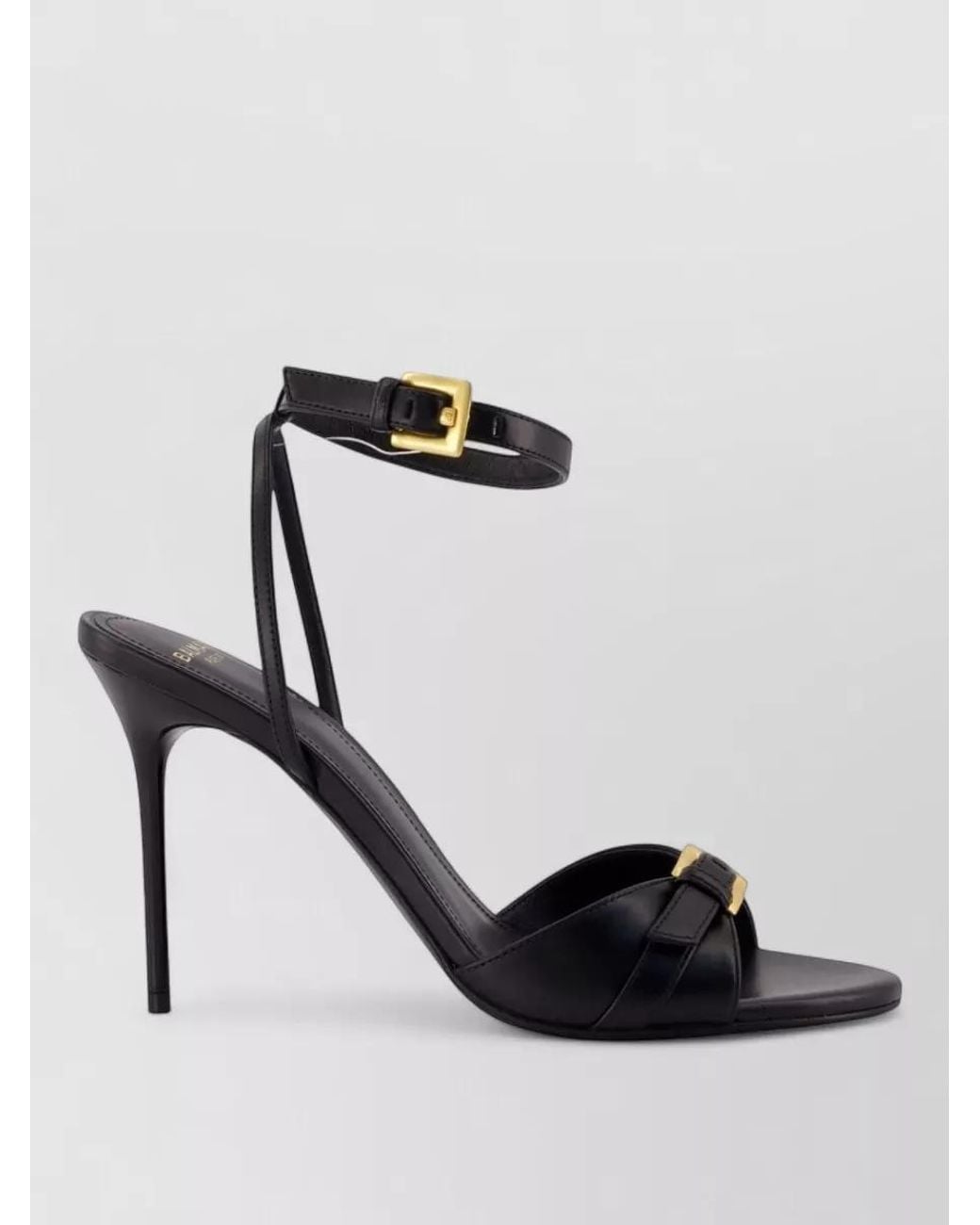 Balmain Black Leather Anthem Sandals