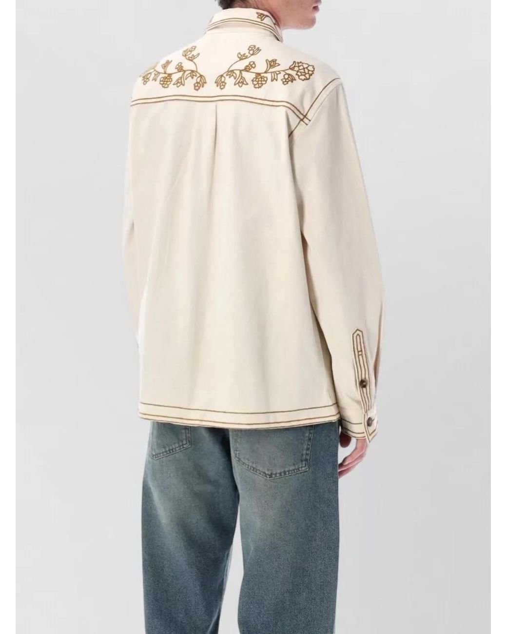 Isabel Marant Natural Embroidered Cotton Overshirt for men