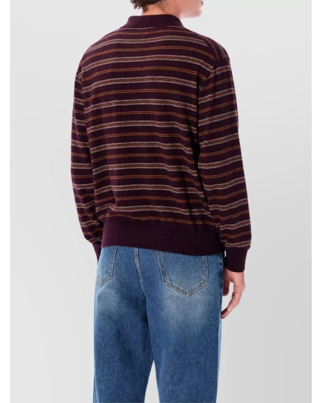 DUNST Blue Striped Relaxed-Fit Long-Sleeve Polo Shirt for men