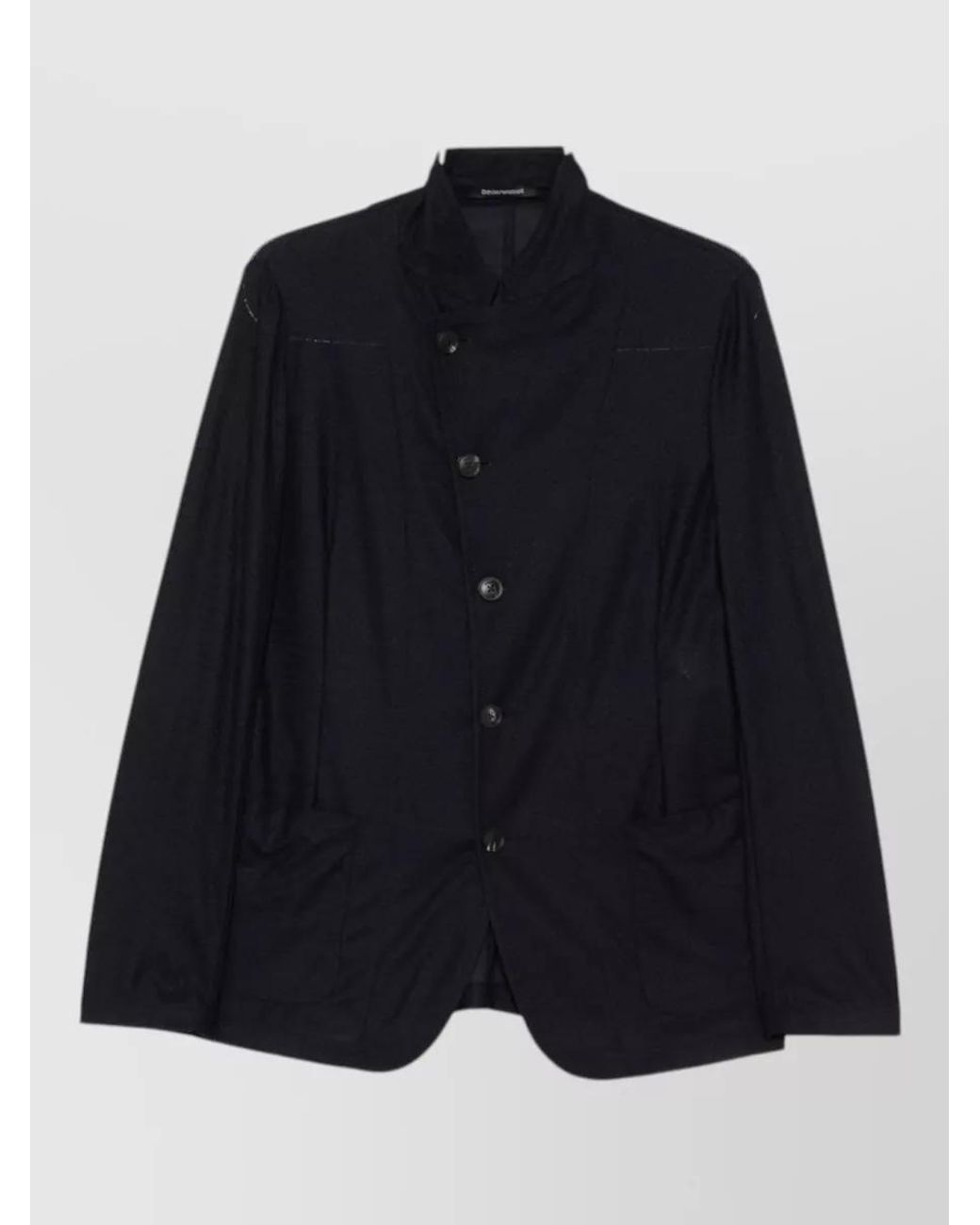 Emporio Armani Blue Virgin Wool Single Breasted Coat for men