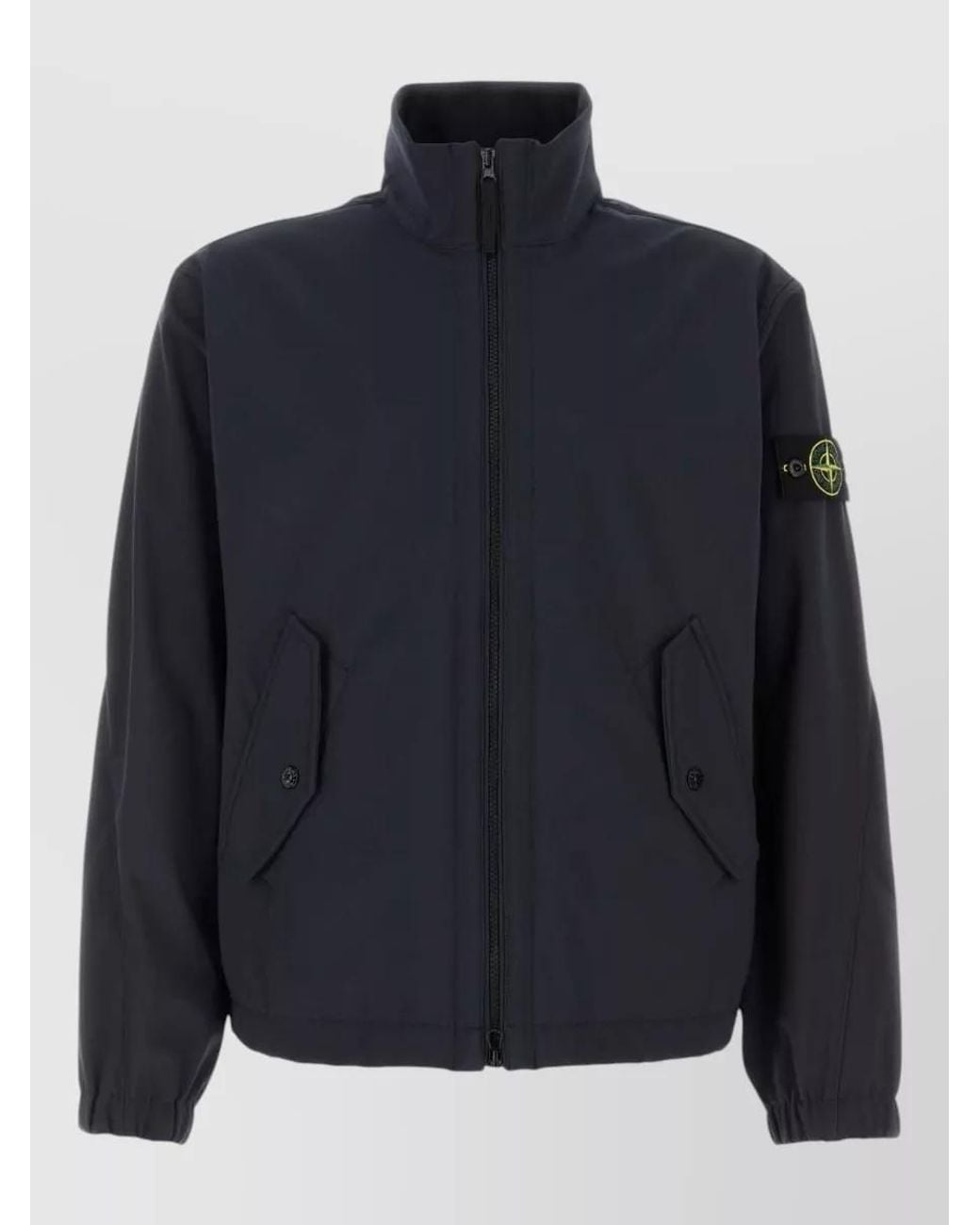 Stone Island Blue Water Resistant Stand Collar Lightweight Jacket for men